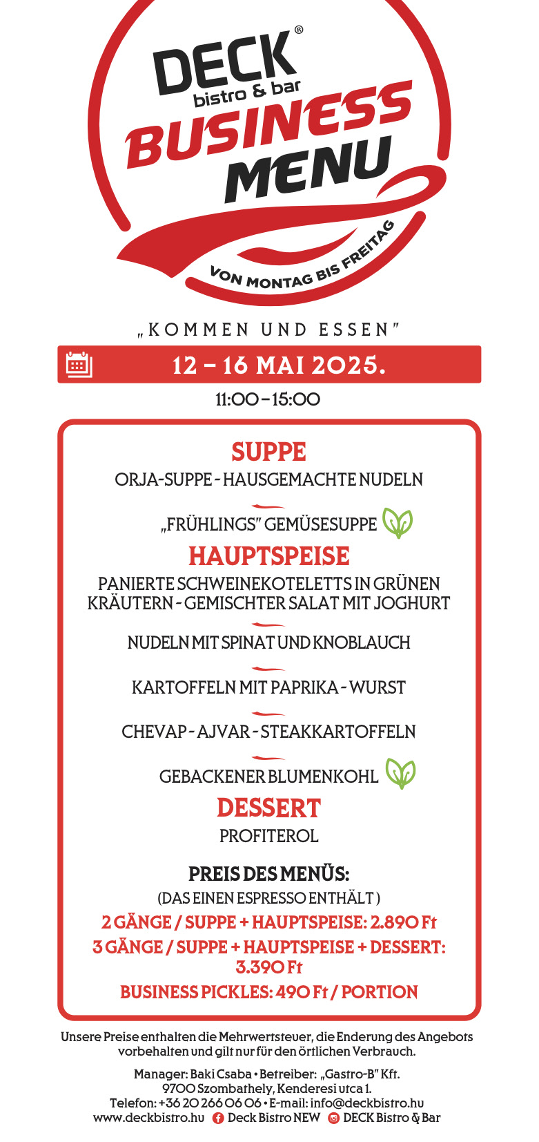 Business Menu DE