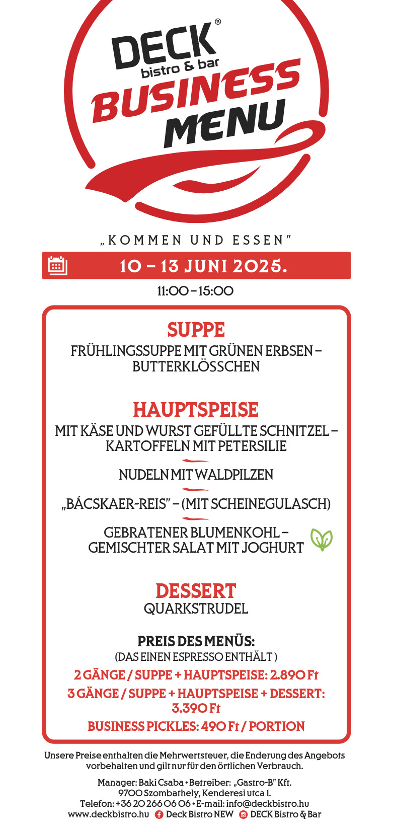 Business Menu DE