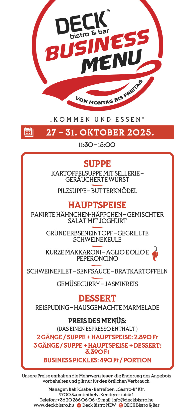 Business Menu DE